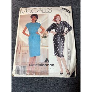 McCalls 2938 Liz Claiborne Dress Sewing Pattern Size 6/8/10 uncut 80s